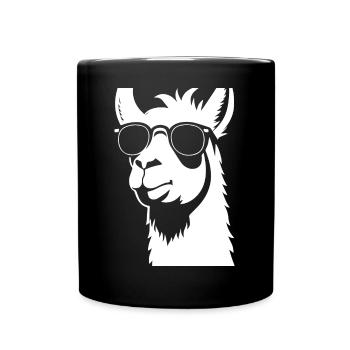 Funny Llama Wearing Sunglasses Cool Llamas - Full Colour Mug - black - Front