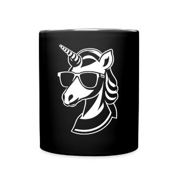 Funny Unicorns Wearing Sunglasses Cool Unicorn - Full Colour Mug - black - Front