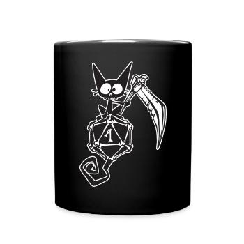 Grim reaper cat Funny Role Playing Cat RPG - Full Colour Mug - black - Front