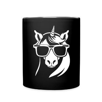 Licornes drôles portant des lunettes de soleil Licorne cool - Mug uni - noir - Devant