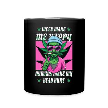 L’herbe me rend heureux... - Mug uni - noir - Devant