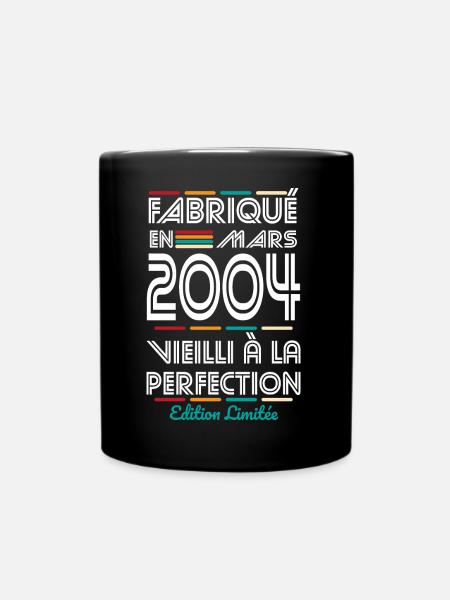 Anniversaire 20 ans - Fabriqué en Mars 2004 - Mug uni - noir