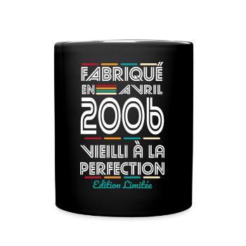 18-jähriges Jubiläum - Hergestellt im April 2006 - Tasse einfarbig - Schwarz - Vorne