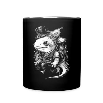 Steampunk Axolotl niedliche Tiere Kind Fantasy - Tasse einfarbig - Schwarz - Vorne