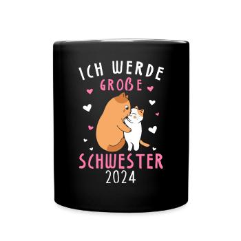 Je vais être une grande sœur en 2024 - Mug uni - noir - Devant