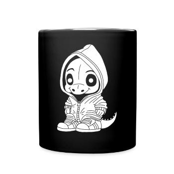 Kleiner Dinosaurier (weiß) - Tasse einfarbig - Schwarz - Vorne