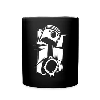 Piston illustration tuning engines workshop icon - Full Colour Mug - black - Front
