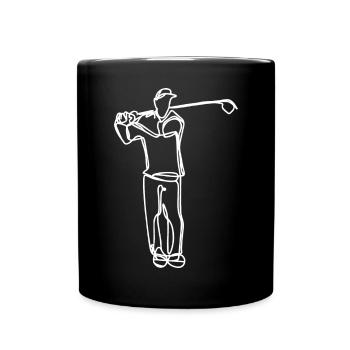 Golfer Skizze - Tasse einfarbig - Schwarz - Vorne