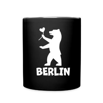 Berliner Bär mit Herz - Tasse einfarbig - Schwarz - Vorne