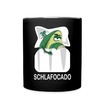 Schlafocado Avocado Schlafshirt offiziell lustig - Tasse einfarbig - Schwarz - Vorne