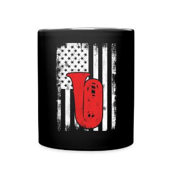 4th of July USA Tuba - Full Colour Mug - black - Front