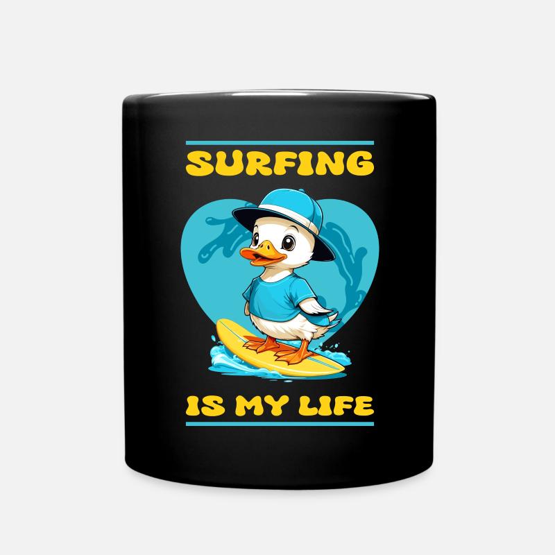 Canard surfeur mignon - Mug uni - noir