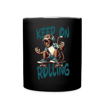 keep on rolling skate skateboard skater summer - Full Colour Mug - black - Front