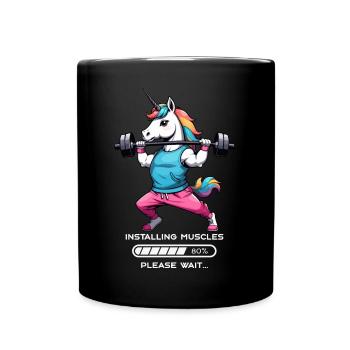 Bodybuilder Einhorn - Tasse einfarbig - Schwarz - Vorne