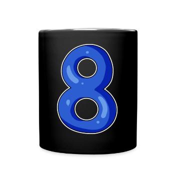Number 8 Number Eight Motif Blue - Full Colour Mug - black - Front