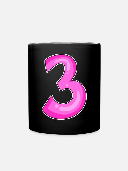 Drei - 3 - Nummer 3 - Zahl 3 - Tasse einfarbig - Schwarz