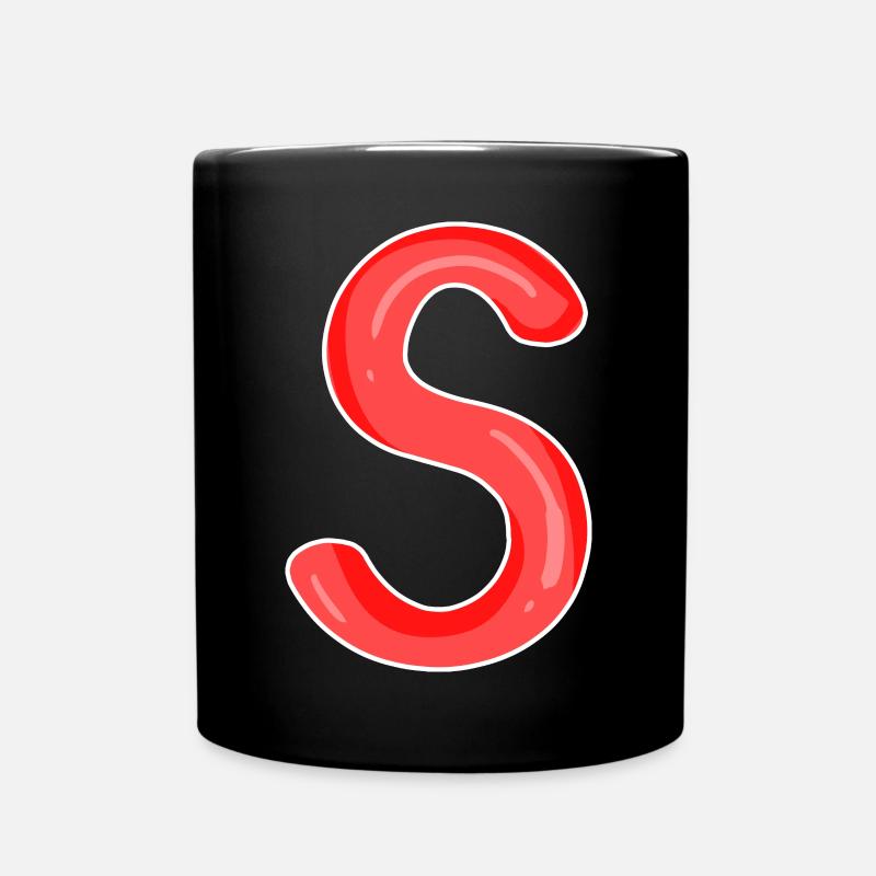 Buchstabe S Anfangsbuchstabe - Tasse einfarbig - Schwarz