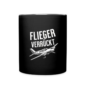 Airplane Tshirt Men's Helicopter Pilot Airplane - Full Colour Mug - black - Front