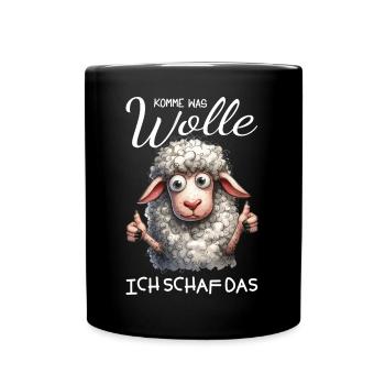 Komm Wolle Ich Schaf Das - Tasse einfarbig - Schwarz - Vorne