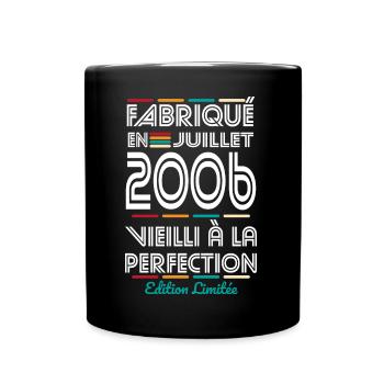 18-jähriges Jubiläum - Hergestellt im Juli 2006 - Tasse einfarbig - Schwarz - Vorne