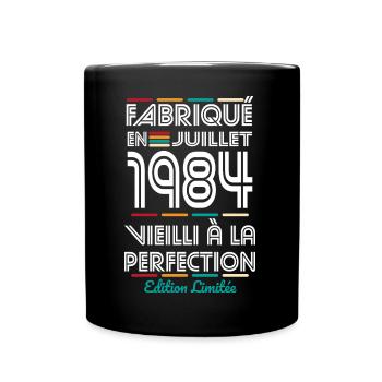 40-jähriges Jubiläum - Hergestellt im Juli 1984 - Tasse einfarbig - Schwarz - Vorne