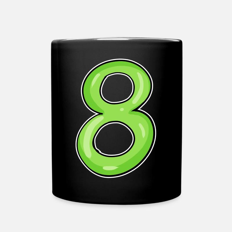 Number 8 - Eight - 8 Motif - Number 8 Number - Full Colour Mug - black