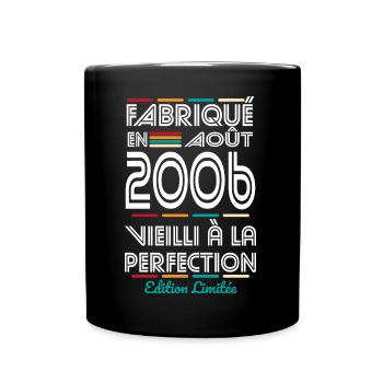 18-jähriges Jubiläum - Hergestellt im August 2006 - Tasse einfarbig - Schwarz - Vorne