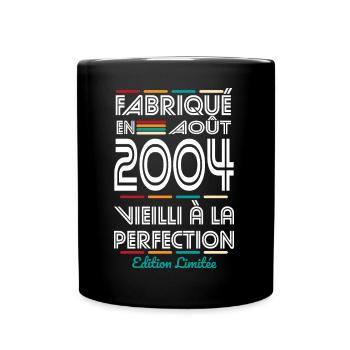 20-jähriges Jubiläum - Hergestellt im August 2004 - Tasse einfarbig - Schwarz - Vorne