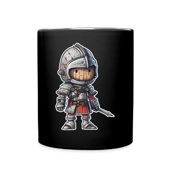 Ritter mit Holzrüstung – Fantasy RPG Krieger - Tasse einfarbig - Schwarz - Vorne