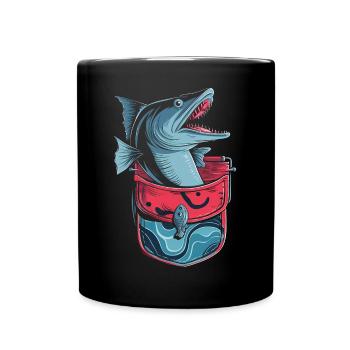 Geschenk für Barrakuda Fischliebhaber - Tasse einfarbig - Schwarz - Vorne