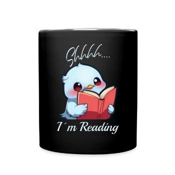 Bird with book - Full Colour Mug - black - Front