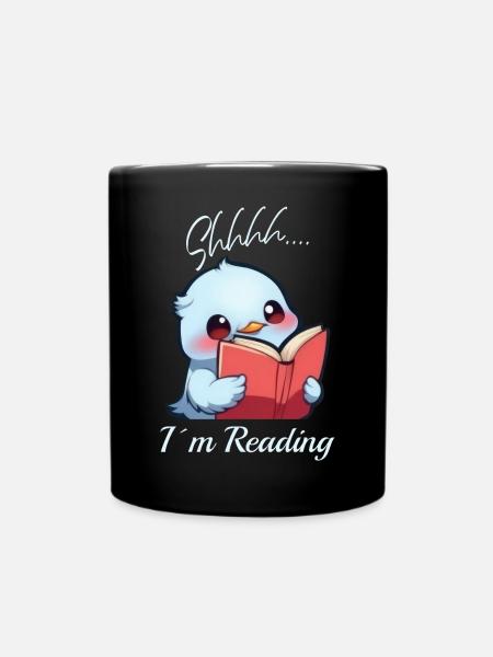 Vogel mit Buch - Tasse einfarbig - Schwarz