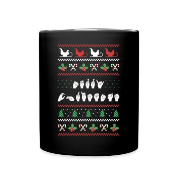 Merry Christmas - ASL American Sign Language I - Full Colour Mug - black - Front