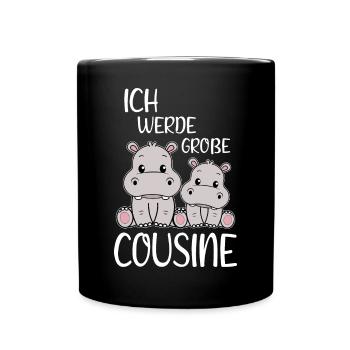 Bald Cousine Baby Nilpferd Ich werde große Cousine - Tasse einfarbig - Schwarz - Vorne