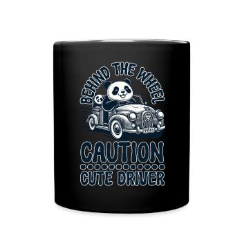 Panda au volant – Attention : Conducteur mignon ! - Mug uni - noir - Devant