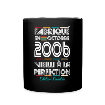 18. Geburtstag - Hergestellt im Oktober 2006 - Tasse einfarbig - Schwarz - Vorne
