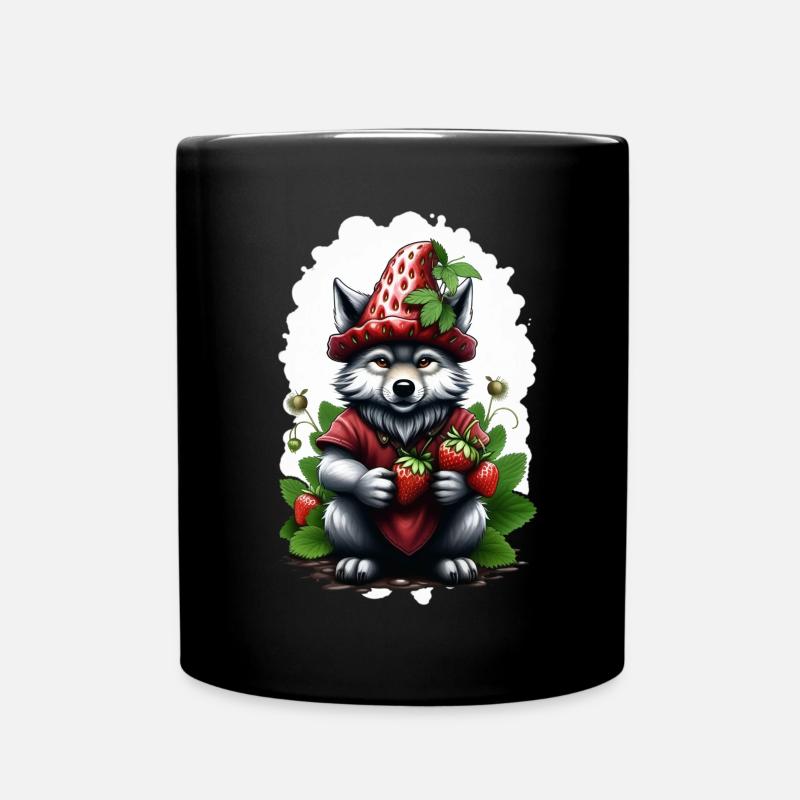 Wolf Erdbeere 2 - Tasse einfarbig - Schwarz
