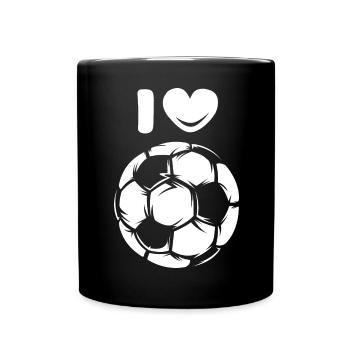 J’aime le ballon de football Icône du logo du symbole du cœur - Mug uni - noir - Devant