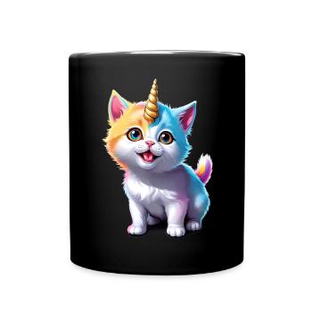 Unicorn Kitten - Full Colour Mug - black - Front
