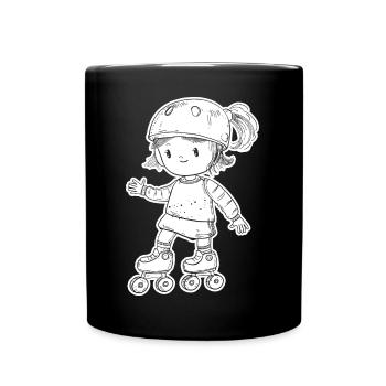 Rollschuhfahrerin - Tasse einfarbig - Schwarz - Vorne