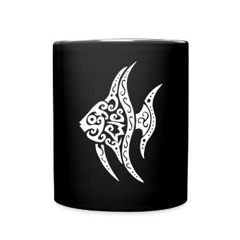 White tropical fish - Full Colour Mug - black - Front