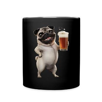 Mops Bier - Tasse einfarbig - Schwarz - Vorne