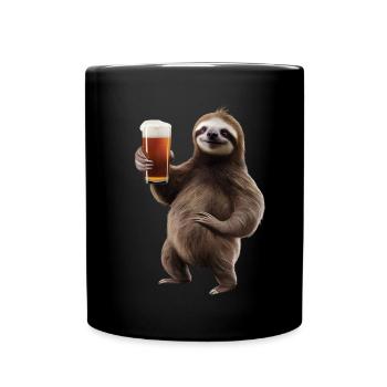 Faultier Bier - Tasse einfarbig - Schwarz - Vorne