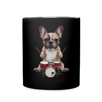 Frenchie Schlagzeug - Tasse einfarbig - Schwarz - Vorne