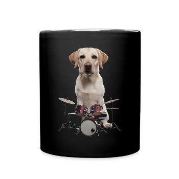 Labrador Schlagzeug - Tasse einfarbig - Schwarz - Vorne