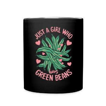 Grüne Bohnen - Tasse einfarbig - Schwarz - Vorne
