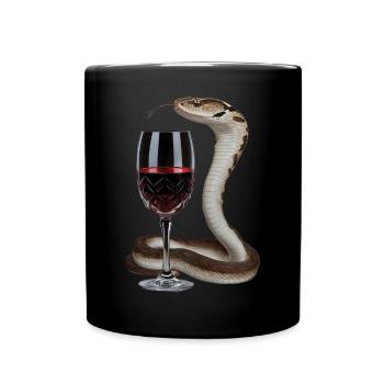 Schlange Wein - Tasse einfarbig - Schwarz - Vorne