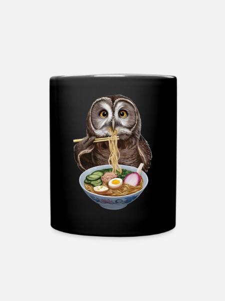 Eule Ramen - Tasse einfarbig - Schwarz