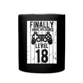 Unlocked Level 18 - Tasse einfarbig - Schwarz - Vorne