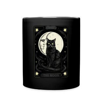 Mysteriöse Katze Mond Tarotkarte - Tasse einfarbig - Schwarz - Vorne